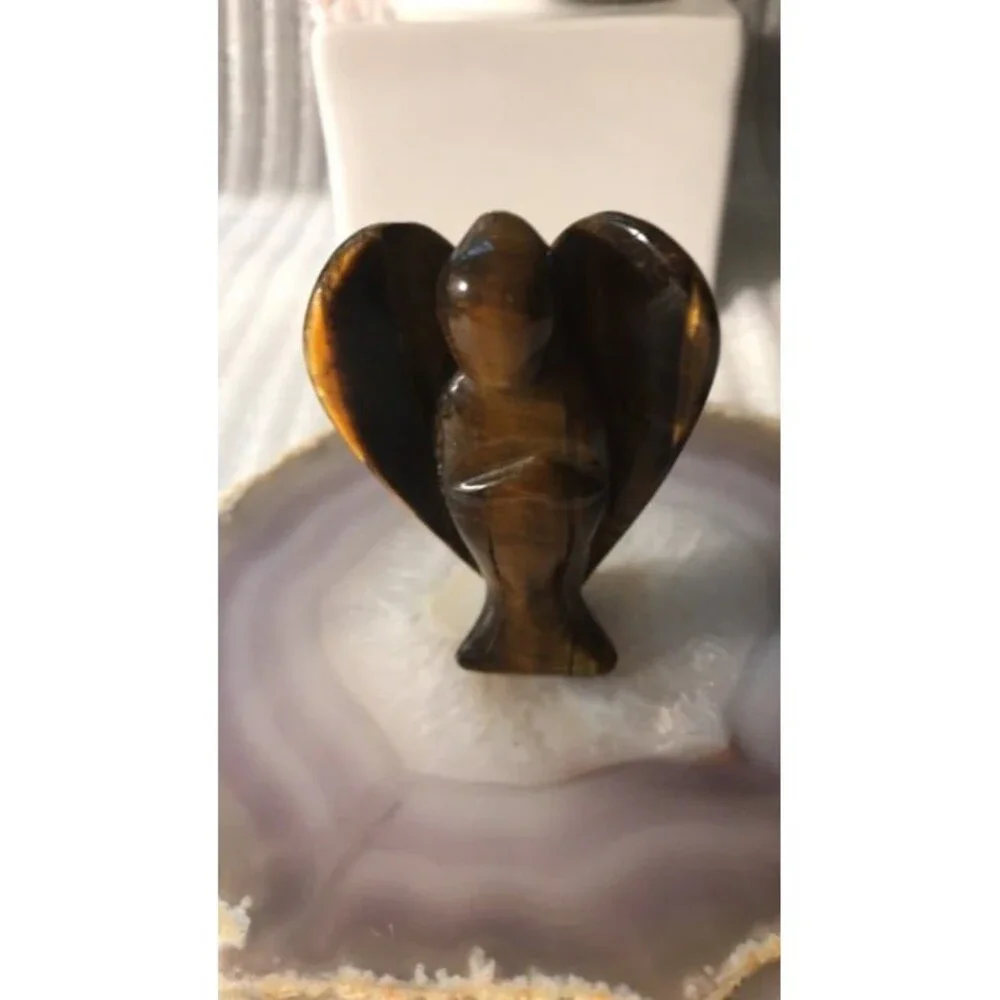 Beautiful Tiger Eye Angel Carving